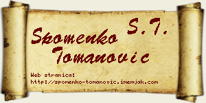 Spomenko Tomanović vizit kartica